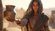 © PhotoGranary - Portrait of a samaritan woman with a clay water jug. Christian illustration.
