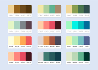 pantone colour palette catalog samples in rgb hex. color swatch.