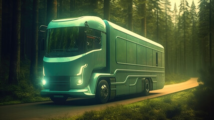 Recharging EV Truck, Self-driving electric semi truck.