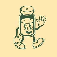 Wall Mural - Vintage character design of a medicine bottle