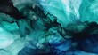 Hand painted watercolor background. Black blue green abstract wallpaper background. Generative AI.