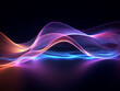 Multicolor glow waves, in the style of dotted, 3d space, abstract blue lights, streamlined design, rhythmic lines, lens flare, stockphoto, backlight, no text on the picture