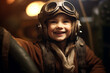 © toonsteb - Happy girl in pilot costume with Generative AI