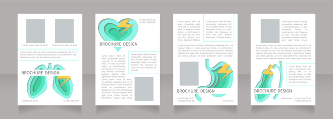 Cardiovascular illness therapy blank brochure layout design. Vertical poster template set with empty copy space for text. Premade corporate reports collection. Editable flyer paper pages