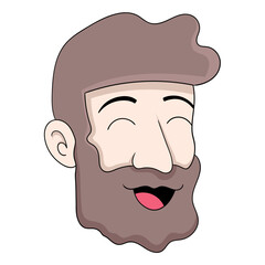 Wall Mural - smiling face brown bearded man head emoticon