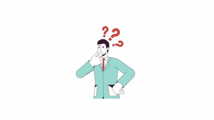 Aufkleber - brainstorming manager animation. animated cartoon office worker. business planning. isolated colour 