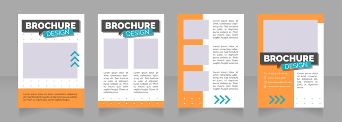 Prepare employment history blank brochure design. Template set with copy space for text. Premade corporate reports collection. Editable 4 paper pages. Rubik Black, Regular, Light fonts used