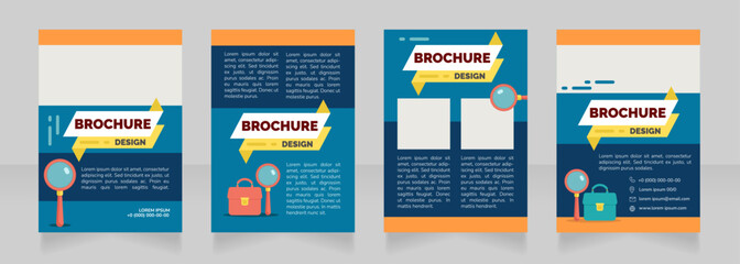 Attractive internship offers blank brochure design. Template set with copy space for text. Premade corporate reports collection. Editable 4 paper pages. Raleway Black, Regular, Light fonts used