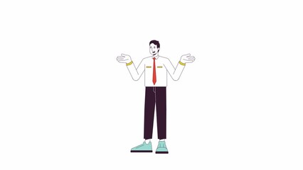 Fototapete - office man shrugging animation. animated cartoon showing puzzled reaction. isolated colour flat line