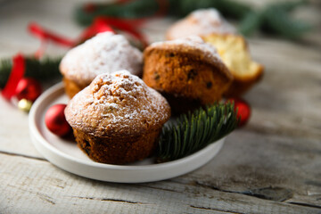 Wall Mural - Festive homemade muffins with spices