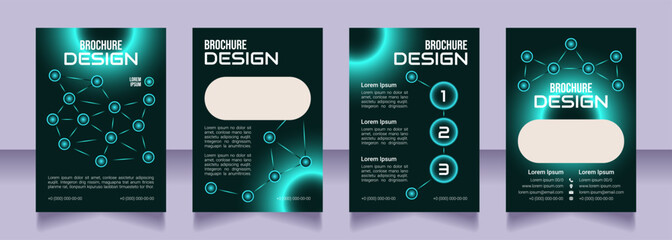 Computer security competition blank brochure design. Template set with copy space for text. Premade corporate reports collection. Editable 4 paper pages. Bebas Neue, Audiowide, Roboto Light fonts used