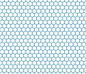 Seamless blue honeycomb pattern. Endless honey comb hexagon pattern.