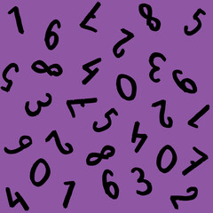 Wall Mural - template with the image of keyboard symbols. a set of numbers. Surface template. violet purple background. Square image.