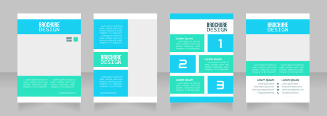 Job training blank brochure design. Template set with copy space for text. Premade corporate reports collection. Editable 4 paper pages. Bebas Neue, Lucida Console, Roboto Light fonts used