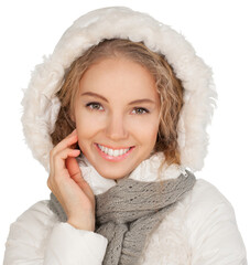 Wall Mural - Portrait of beautiful young woman with   make-up in winter clothes