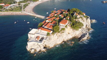 Wall Mural - Sveti Stefan, Montenegro. Aerial view.