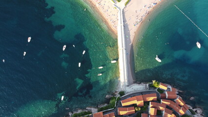 Wall Mural - Sveti Stefan, Montenegro. Aerial view.