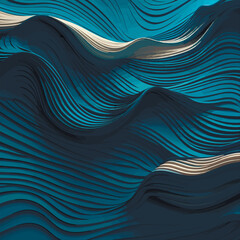 Blue waves abstract background texture. Print, painting, design, fashion. Three dimensional render of blue wavy object. Seamless pattern design for banner, poster, card. Colorful background. Vector 