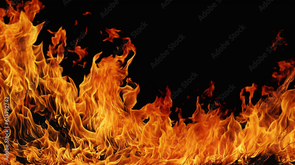 Fire flames on black background. Stock Illustration | Adobe Stock