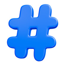 Blue 3d Hashtag Symbol