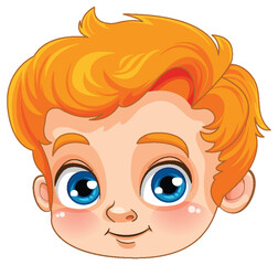 Sticker - Cute Caucasian boy face isolated