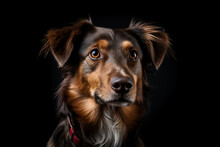 Portrait Of A Cute Dog On A Black Background. Studio Shot.8AI Generated)