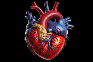 Aufkleber - A detailed and anatomically accurate illustration of a human heart, showcasing its different chambers, valves, and blood vessels. Generative AI technology.