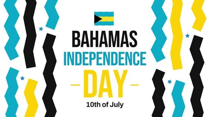 Poster - Independence Day of Bahamas, Animation background 4K with waving flag and lines 10th of July is Bahamas Independence day, backdrop
