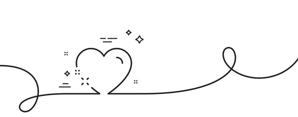 Poster - heart line icon. continuous one line with curl. love emotion sign. valentine day symbol. heart singl