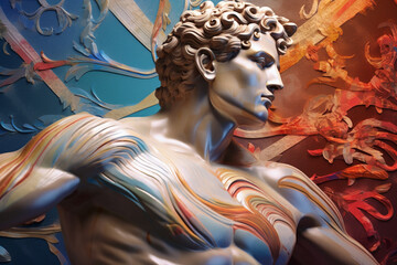 Poster - A contemporary artwork combining abstract elements with traditional symbolism, representing an Olympian god through a unique. Generative AI technology.