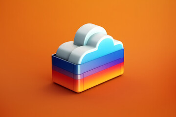 Fototapete - A stylized and recognizable cloud server download icon designed specifically for mobile applications. Generative AI technology.