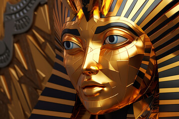 Aufkleber - The image captures the essence of Ra's power and radiance through bold geometric shapes and warm, golden hues. Generative AI technology.