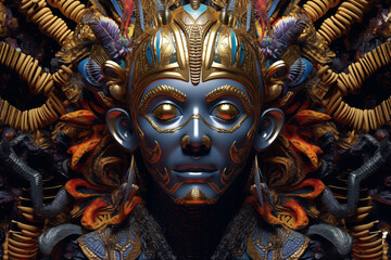 Aufkleber - The image combines intricate patterns and contrasting colors to symbolize the cycle of death and rebirth associated with Osiris. Generative AI technology.