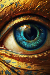 Poster - Horus' Divine Eye: A striking portrayal of the abstract eye of Horus, the sky god and protector of pharaohs. Generative AI technology.