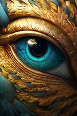 Aufkleber - Horus' Divine Eye: A striking portrayal of the abstract eye of Horus, the sky god and protector of pharaohs. Generative AI technology.