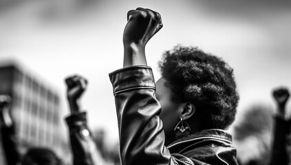 Wall Mural - Black lives matter activist movement protesting against racism and fighting for equality Demonstrators from different cultures and race protest on street for justice and equal rights