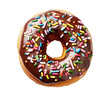 Сhocolate donut isolated on transparent background. PNG format	
