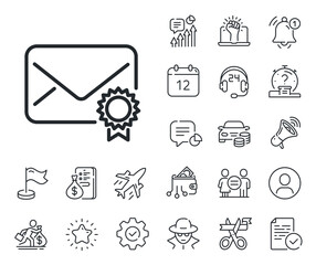 Poster - confirmed message correspondence sign. salaryman, gender equality and alert bell outline icons. veri