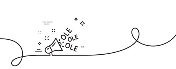 Poster - ole chant line icon. continuous one line with curl. championship with megaphone sign. sports event s