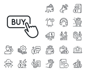 Poster - online shopping sign. cash money, loan and mortgage outline icons. click to buy line icon. e-commerc