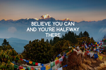 Wall Mural - Nature background with inspirational quotes about - Believe you can and you're halfway there