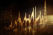 Currency Growth Candlestick Chart Isolated On Black Background. Creative Concept Crypto Trading, Stock Trading, Investments And Stocks. Generative AI 3d Render Illustration Imitation.