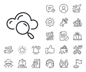 Poster - internet data storage sign. salaryman, gender equality and alert bell outline icons. cloud computing