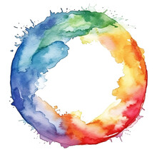Watercolor Spot, Rainbow Circle. On A Transparent Background