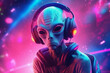 Alien with Headphones. Generative AI