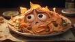 Nachos with an angry face expression