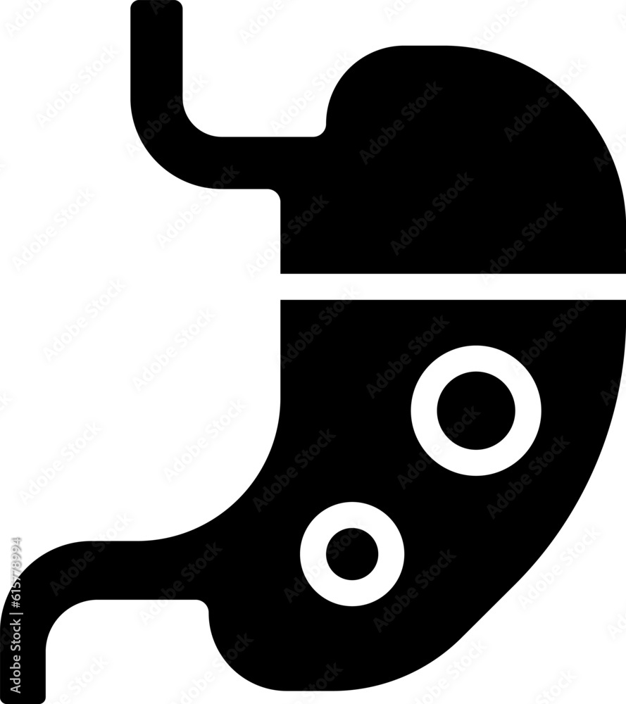 Digestion Pictogram Stomach black glyph icon. Digestive system. Inner human organ ...