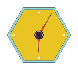 Poster - Hexagon shape wall clock flat line color isolated vector object. Honeycomb design clock. Editable clip art image on white background. Simple outline cartoon spot illustration for web design
