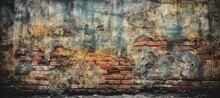 Rusted Old Brick Concreate Wall Industrial Background. Generative AI Technology.
