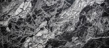 Cracked Black White  Marble Stone Texture Surface Background. Generative AI Technology.